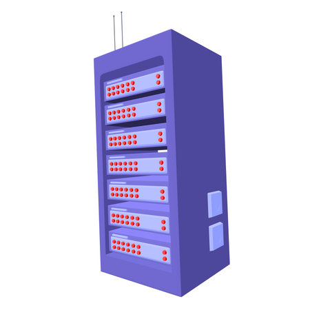Data network server in cabinet. Diagnostic test in computer room technology communication computers...