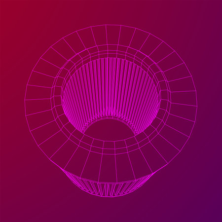 Car engine air filter. Auto spare part. Car care service maintenance. Wireframe low poly mesh vector illustration.のイラスト素材