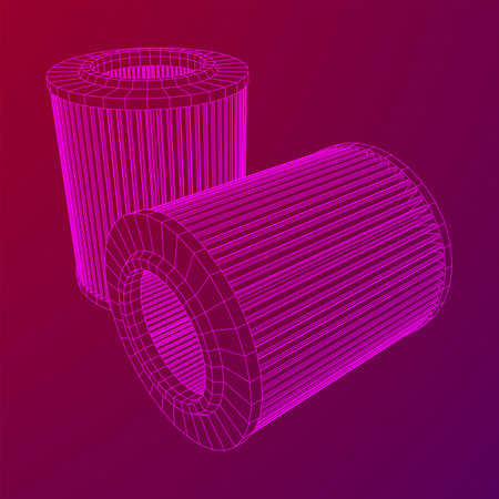 Car engine air filters. Auto spare part. Car care service maintenance. Wireframe low poly mesh vector illustration.のイラスト素材