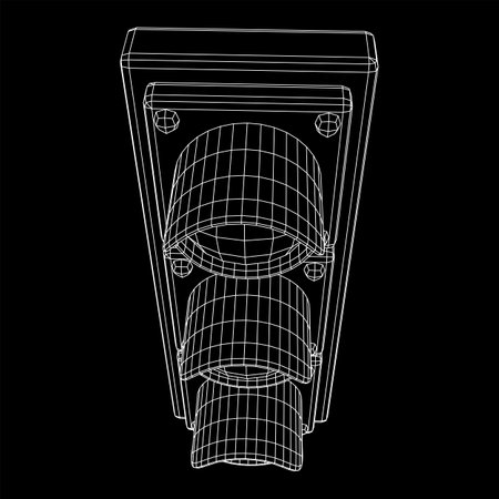 Traffic light with three lights. Wireframe low poly mesh vector illustration.のイラスト素材