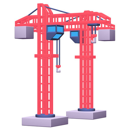 Construction crane tower. Building industrial concept. 3d render illustration.の写真素材