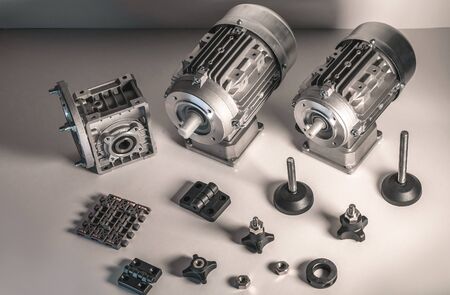 Electric motors with gearboxes needed for the bottling line industrial equipment