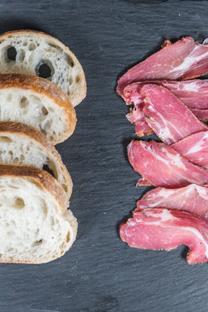 Sandwich their meat on a traditional ciabatta. Simple, farm food concept