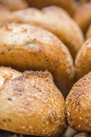 Craft bread on the table at the bakery. The concept of small industries and healthy foodの写真素材