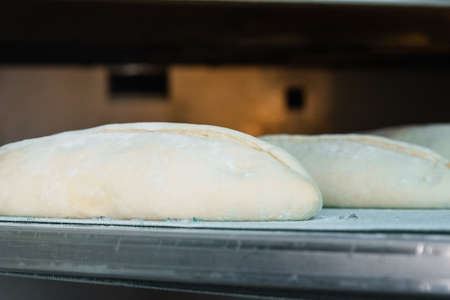 Baker making bread , man hands , kneading a dough , cooking coat.The concept of small bakeries,...