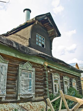 Old wooden house in a villageの写真素材