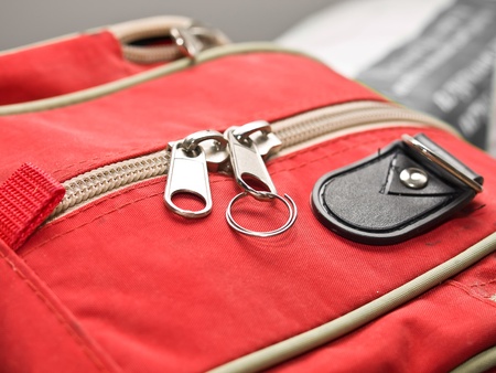 Zipped red bagの写真素材