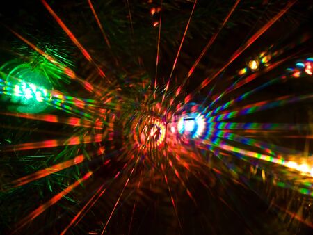 Colorful beams of xmas lightsの写真素材