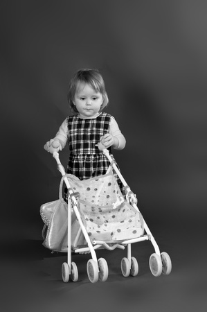 Cute little baby portrait in black and white colorsの写真素材