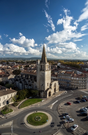 Tarascon birdfly view from the top of castle. France.のeditorial素材