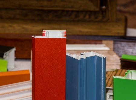 Colorised fiberglass profile samples for windows and doors manufacturing
