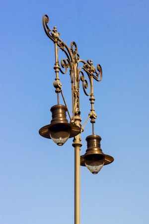Old beautiful lantern in Budapest at summer day. Hungary.の写真素材