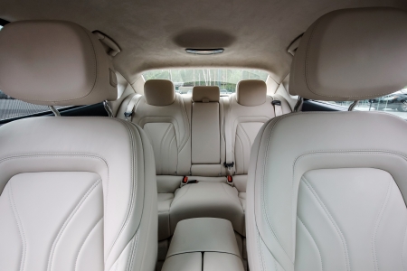 Ivory color luxury town car passengers interior.の写真素材