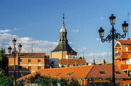 Evening sunset view of old Madrid street, Spainのeditorial素材