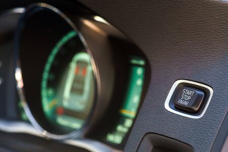 Start button in town car and speed control dashboard