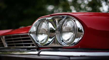 Old retro car details. Elegant auto from the past.