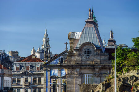 Porto city view at summer sunny day. Historical center.