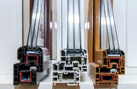 White PVC profile system for windows manufacturingの写真素材