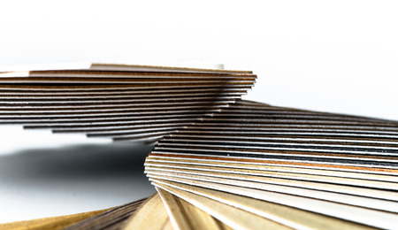 Thin wooden samples sheaf. Interior design industry.の写真素材