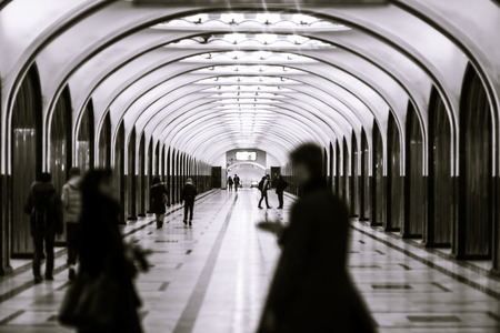 Moscow underground station Mayakovskaya view at nightのeditorial素材