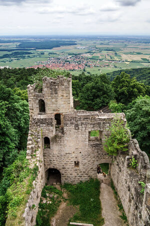 Medieval castle Bernstein on the top of hill, France, Alsaceのeditorial素材