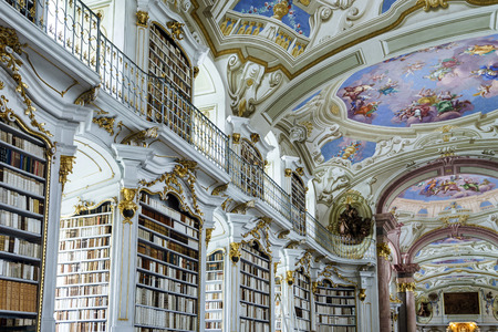 Great biggest library in old abbey, baroque styleのeditorial素材