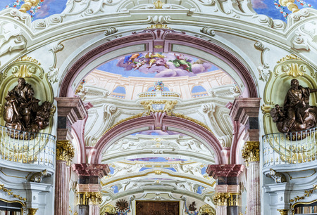 Great baroque interiors in old historic abbey, Austriaのeditorial素材