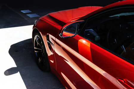 Luxury red car details view, elegant and beautiful