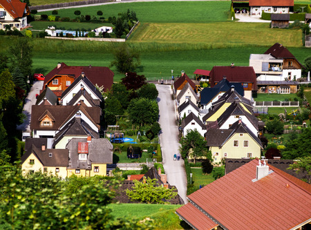 Similar house roofs over view, countryside, Austriaのeditorial素材