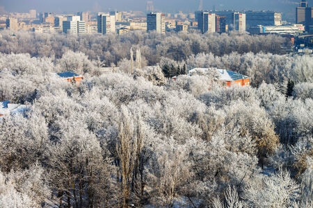 Moscow city view from high point. Winter, snow, seasonal conceptの写真素材