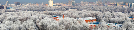 Moscow city panoramic view from high point. Winter, snow, seasonal conceptの写真素材