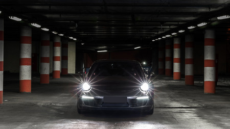 Luxury sport car night view on city streetのeditorial素材