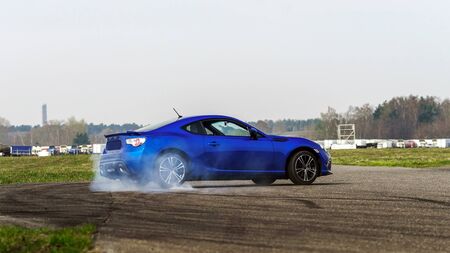 Powerful car on race way. Motion capture. Speed concept.の写真素材