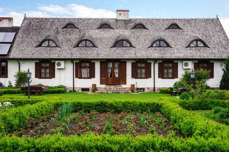 Typical alsacien house in small village, Bas-Rhin, France. Tourism and travel concept.のeditorial素材