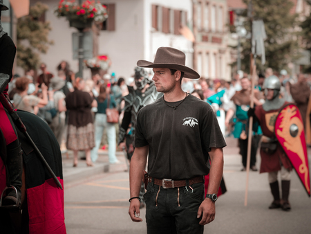 Editorial,14st June 2015: Chatenois, France: Fete des Remparts de Chatenois. Fancy-dress medieval holiday and festival in old castle.のeditorial素材