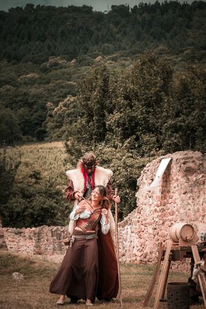 Editorial,14st June 2015: Chatenois, France: Fete des Remparts de Chatenois. Fancy-dress medieval holiday and festival in old castle.のeditorial素材
