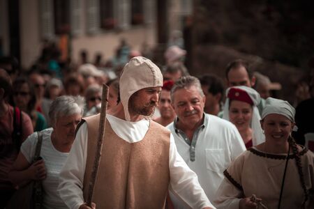 Editorial,14st June 2015: Chatenois, France: Fete des Remparts de Chatenois. Fancy-dress medieval holiday and festival in old castle.のeditorial素材