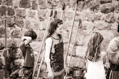 Editorial,14st June 2015: Chatenois, France: Fete des Remparts de Chatenois. Fancy-dress medieval holiday and festival in old castle.のeditorial素材