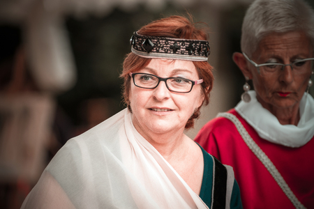 Editorial,14st June 2015: Chatenois, France: Fete des Remparts de Chatenois. Fancy-dress medieval holiday and festival in old castle.のeditorial素材