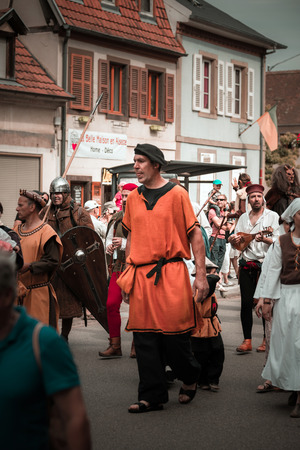 Editorial,14st June 2015: Chatenois, France: Fete des Remparts de Chatenois. Fancy-dress medieval holiday and festival in old castle.のeditorial素材