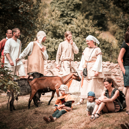 Editorial,14st June 2015: Chatenois, France: Fete des Remparts de Chatenois. Fancy-dress medieval holiday and festival in old castle.のeditorial素材