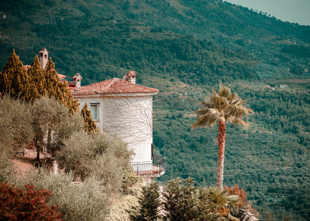Perspective landscape view in high italien mountains. Travel conceptの写真素材