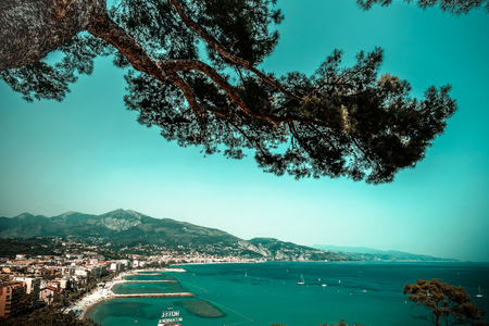 Summer time in Menton, France, Cote d'Azur, travel and beach resort conceptの写真素材