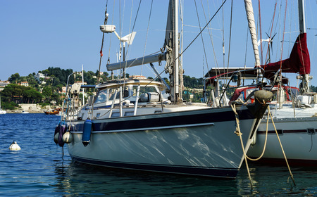 Big yacht in Nice, France, Mediterranean sea, tourism conceptの写真素材
