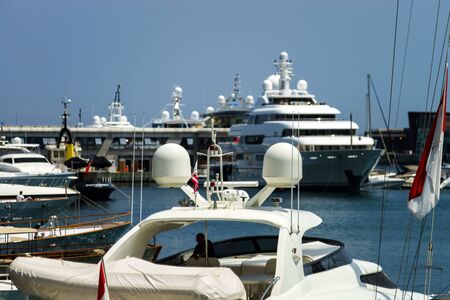 Great yacht in Monaco harbour. Money concept.のeditorial素材