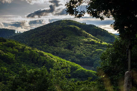 Thunder-storm over the mountains and forest, France