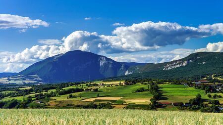 Beautiful rocks view, alpine landscape, France, Rhone Alpsの写真素材