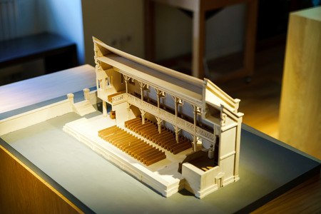 Wooden miniature model of old church , Andlau museumのeditorial素材