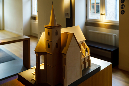 Wooden miniature model of old church , Andlau museumのeditorial素材