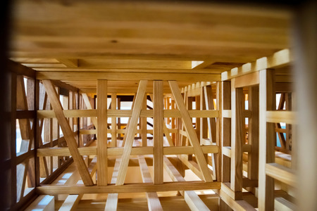 Wooden miniature model of traditional alsacien house, museum Andlau